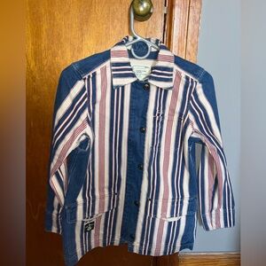 Lauren Ralph Lauren Blue and Red Striped Jean Jacket